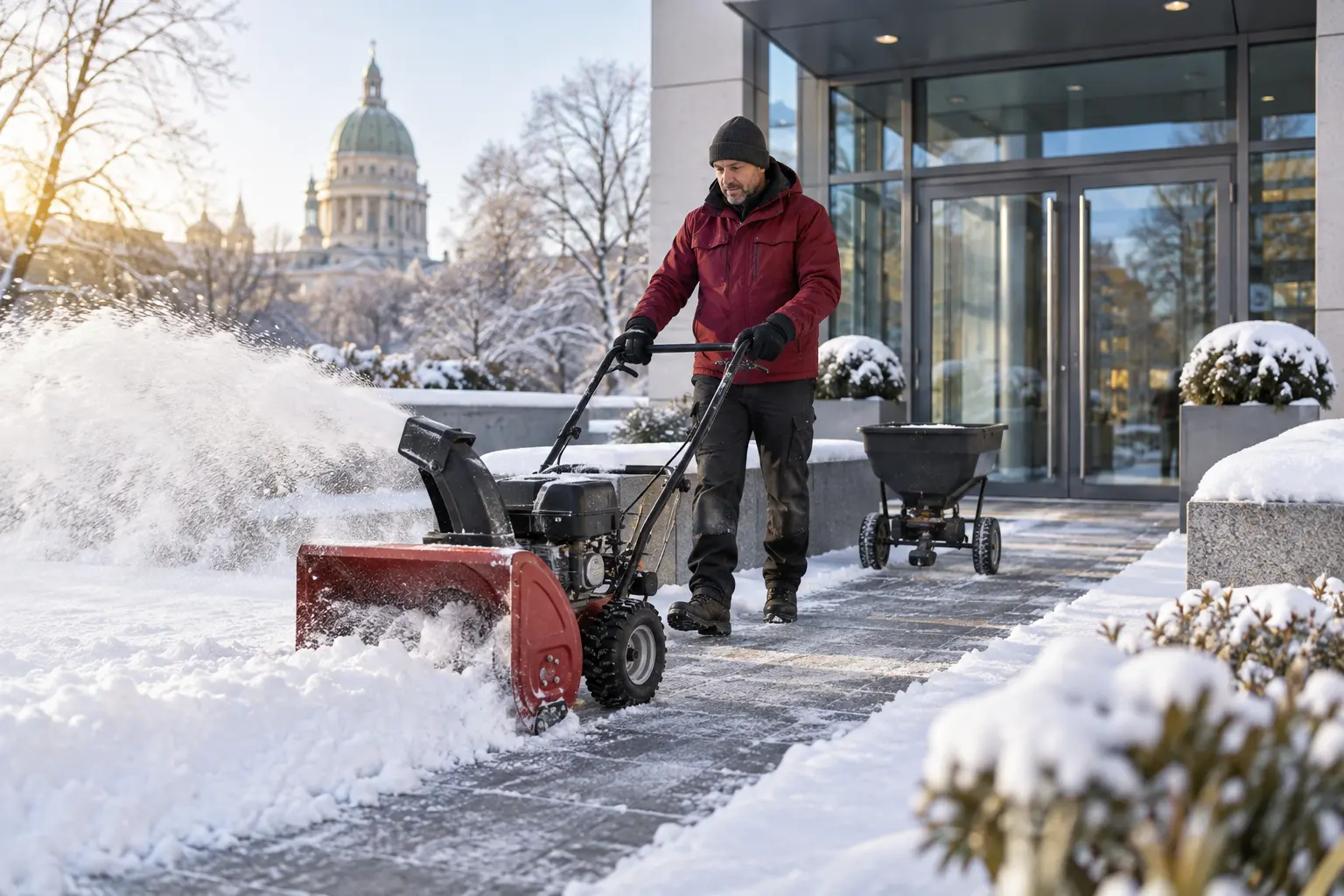 Winterdienst an einem Potsdamer Objekt